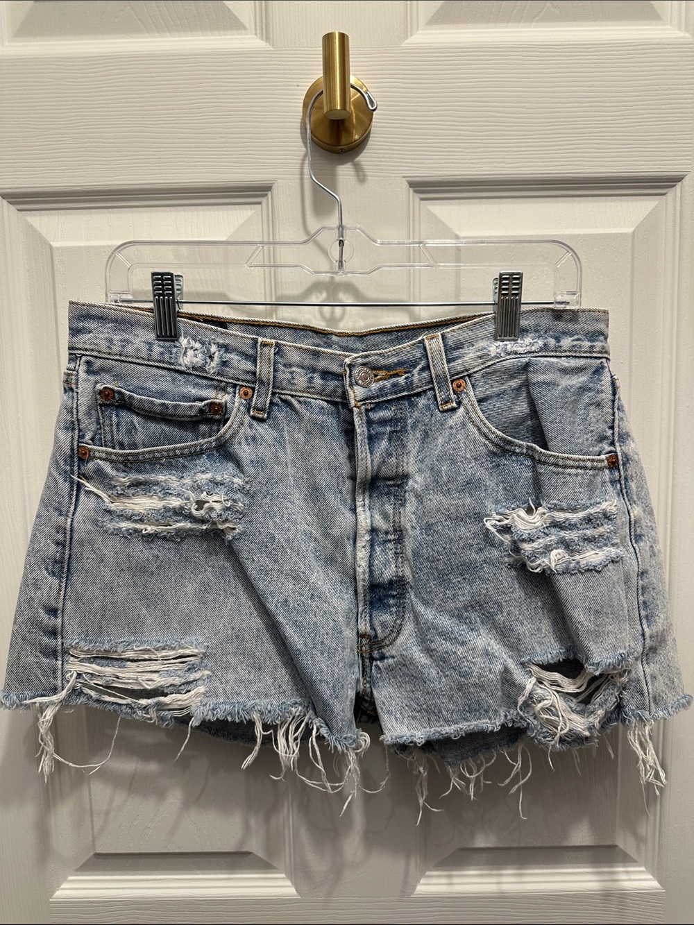 Levi's Light Blue Distressed Denim Jean Shorts